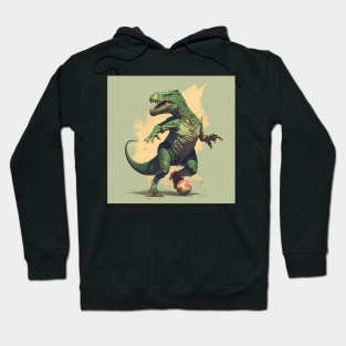 Soccer dinosaur playing football Green t-shirt Hoodie